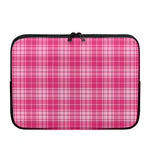 Pink Tartan Pattern Print Laptop Sleeve