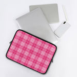Pink Tartan Pattern Print Laptop Sleeve