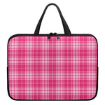 Pink Tartan Pattern Print Laptop Sleeve With Handle