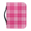 Pink Tartan Pattern Print Leather Bible Cover