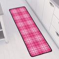 Pink Tartan Pattern Print Long Kitchen Mat