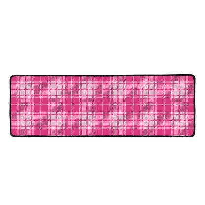 Pink Tartan Pattern Print Long Kitchen Mat