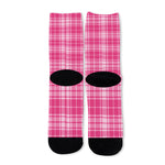 Pink Tartan Pattern Print Long Socks