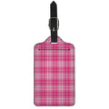 Pink Tartan Pattern Print Luggage Tag