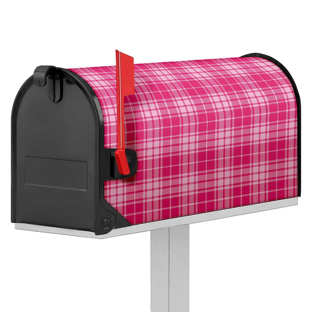 Pink Tartan Pattern Print Mailbox Cover