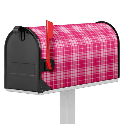 Pink Tartan Pattern Print Mailbox Cover