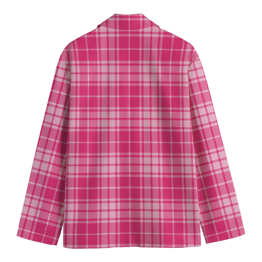 Pink Tartan Pattern Print Men's Blazer
