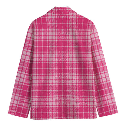 Pink Tartan Pattern Print Men's Blazer