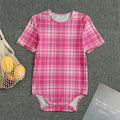 Pink Tartan Pattern Print Men's Bodysuit