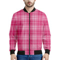 Pink Tartan Pattern Print Men's Bomber Jacket