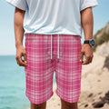 Pink Tartan Pattern Print Men's Cargo Shorts