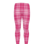 Pink Tartan Pattern Print Men's leggings
