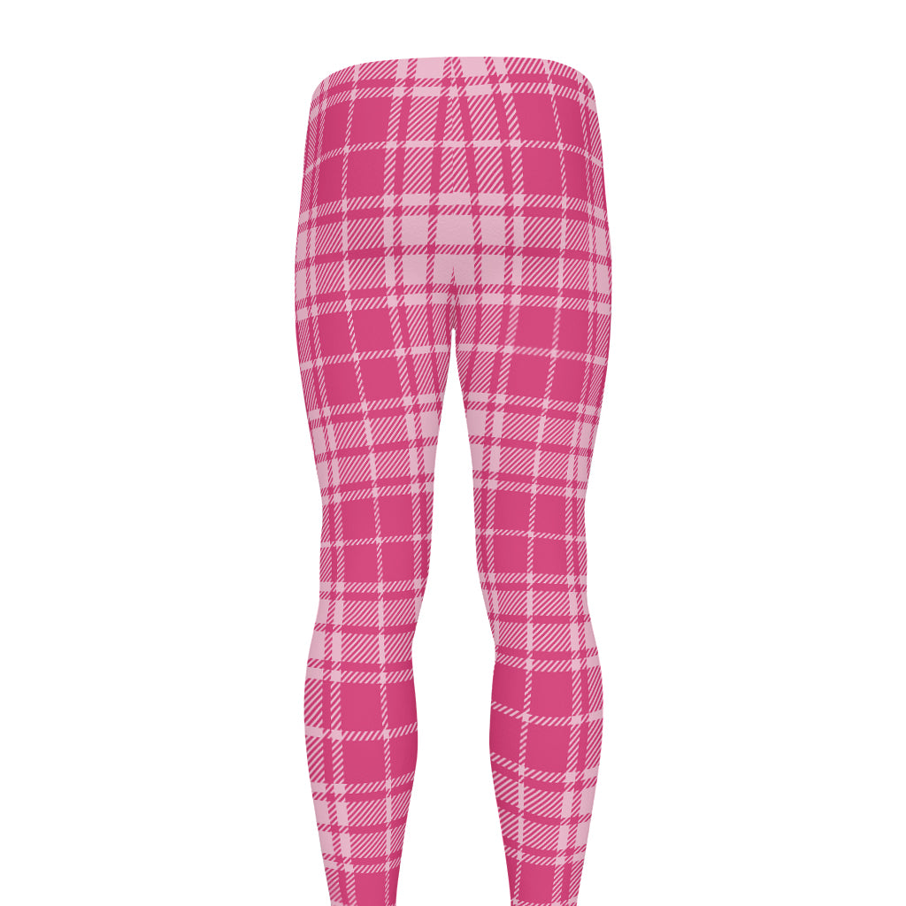 Pink Tartan Pattern Print Men's leggings