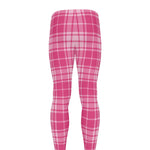 Pink Tartan Pattern Print Men's leggings