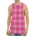 Pink Tartan Pattern Print Men's Muscle Tank Top