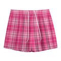 Pink Tartan Pattern Print Mesh Shorts