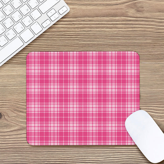 Pink Tartan Pattern Print Mouse Pad