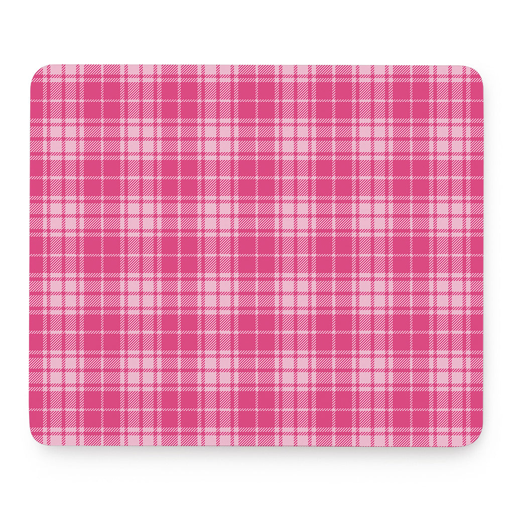 Pink Tartan Pattern Print Mouse Pad