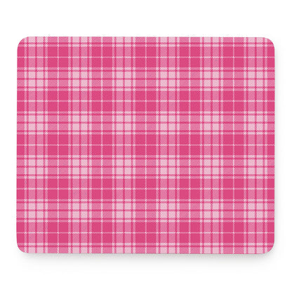 Pink Tartan Pattern Print Mouse Pad