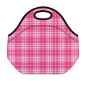 Pink Tartan Pattern Print Neoprene Lunch Bag