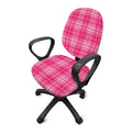 Pink Tartan Pattern Print Office Chair Cover