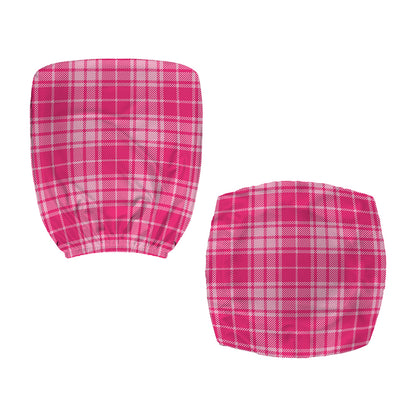 Pink Tartan Pattern Print Office Chair Cover