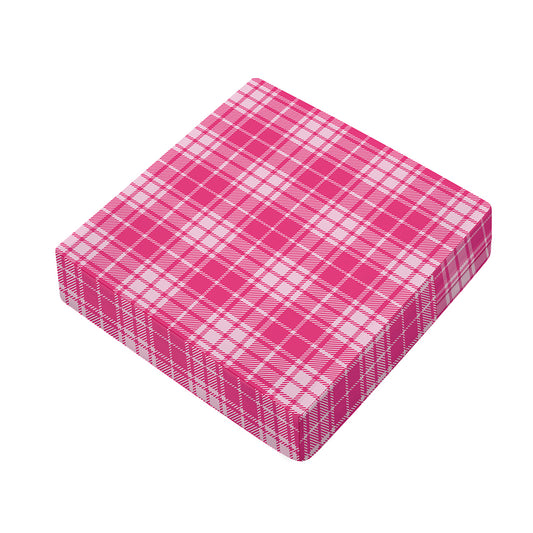 Pink Tartan Pattern Print Outdoor Seat Cushion Cover