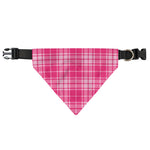 Pink Tartan Pattern Print Over The Collar Dog Bandana