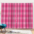 Pink Tartan Pattern Print Pencil Pleat Curtains