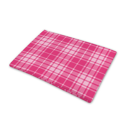 Pink Tartan Pattern Print Pet Cooling Mat Cover