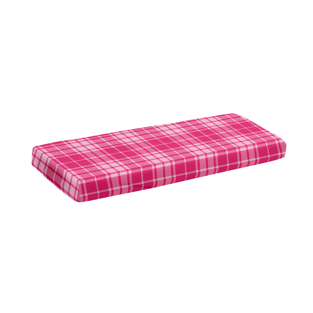 Pink Tartan Pattern Print Piano Keyboard Cover