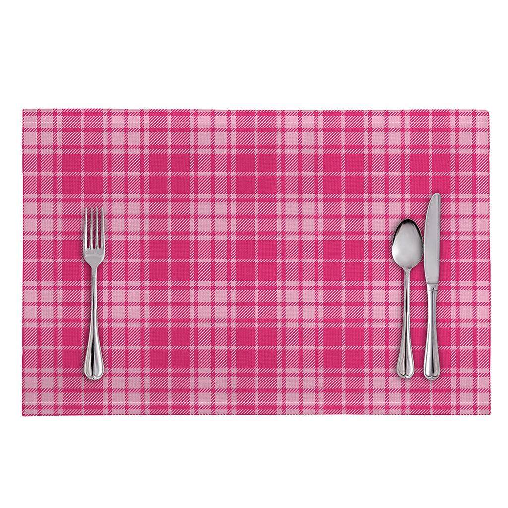 Pink Tartan Pattern Print Placemat