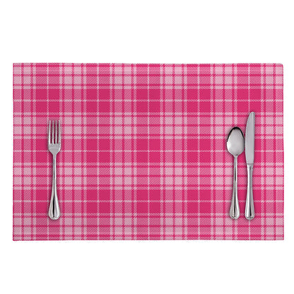 Pink Tartan Pattern Print Placemat