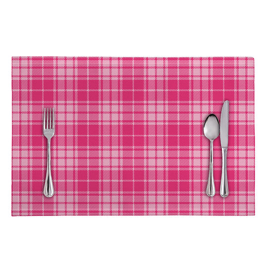 Pink Tartan Pattern Print Placemat
