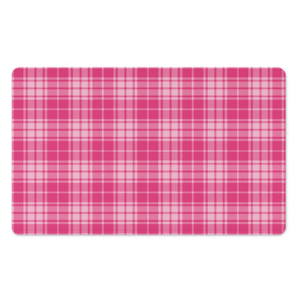 Pink Tartan Pattern Print Polyester Doormat