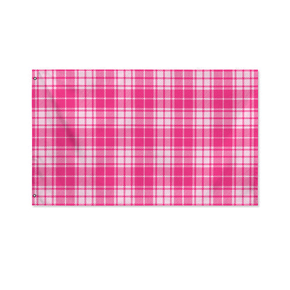 Pink Tartan Pattern Print Polyester Flag