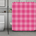 Pink Tartan Pattern Print Polyester Shower Curtain