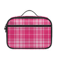 Pink Tartan Pattern Print Portable Lunch Bag