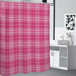 Pink Tartan Pattern Print Premium Shower Curtain