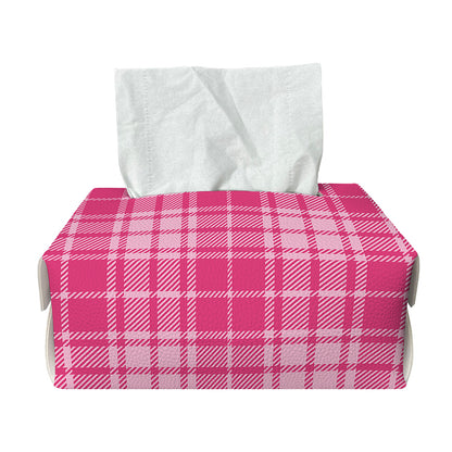Pink Tartan Pattern Print Rectangle Tissue Box Cover