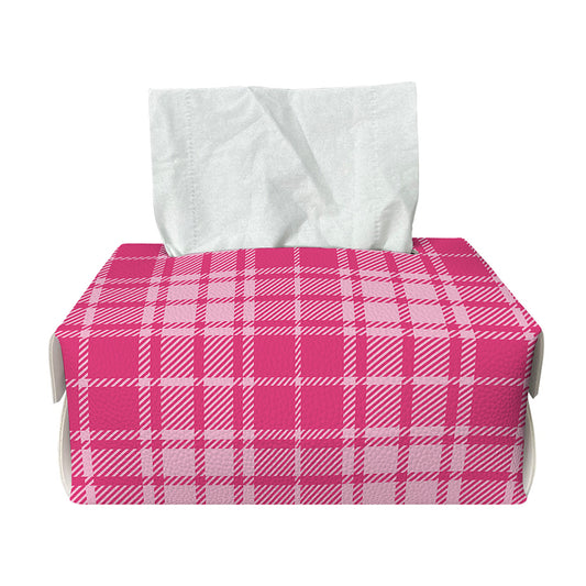Pink Tartan Pattern Print Rectangle Tissue Box Cover