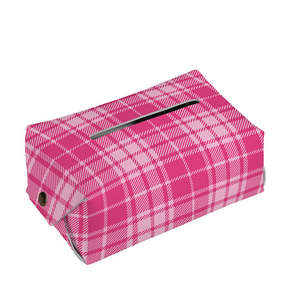 Pink Tartan Pattern Print Rectangle Tissue Box Cover