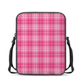 Pink Tartan Pattern Print Rectangular Crossbody Bag