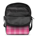 Pink Tartan Pattern Print Rectangular Crossbody Bag