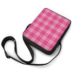 Pink Tartan Pattern Print Rectangular Crossbody Bag