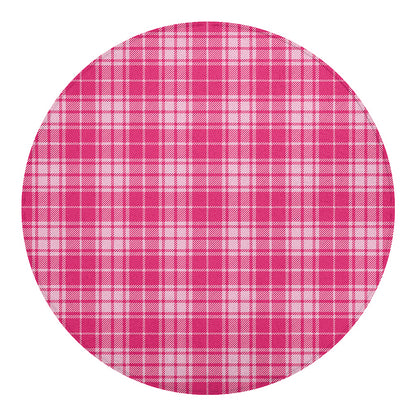 Pink Tartan Pattern Print Round Blanket