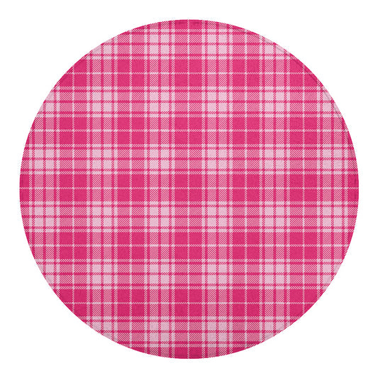 Pink Tartan Pattern Print Round Blanket