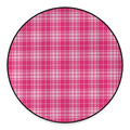 Pink Tartan Pattern Print Round Floor Mat