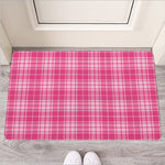 Pink Tartan Pattern Print Rubber Doormat