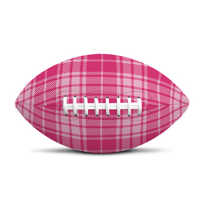 Pink Tartan Pattern Print Rugby Ball